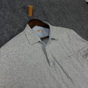 Faherty Brand Mens XL Grey Heather Short Sleeve Pocket Polo Shirt Cotton Blend